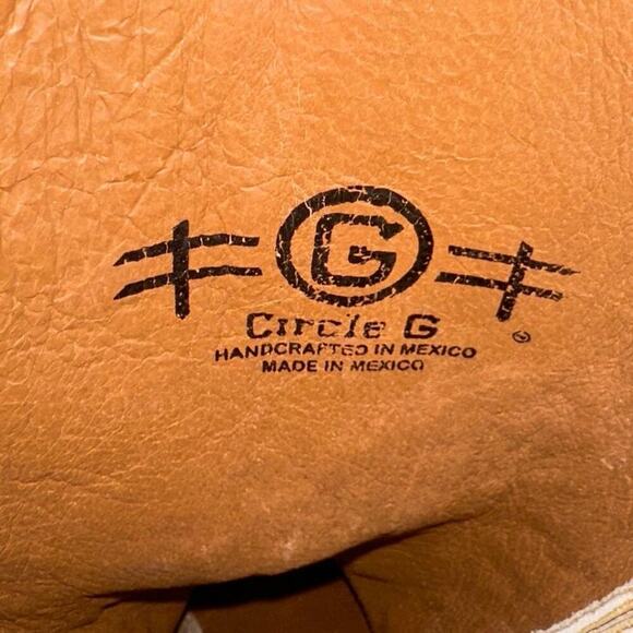 NWOT Women's Circle G Leather Cognac Tan Leather Snip Toe Western Boots Size 9 - Picture 7 of 8